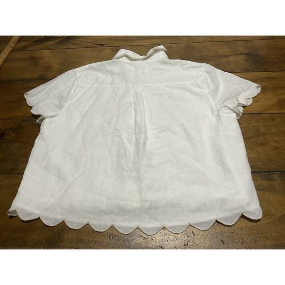 Allison New York Ivory Scalloped Embroidered Seahorse Top Small - Picture 10 of 11